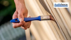 person painting a fence